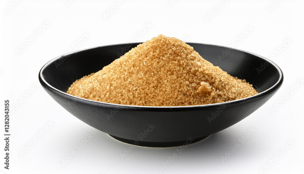 brown sugar in a black bowl on a white background brown sugar in a black bowl on a white background