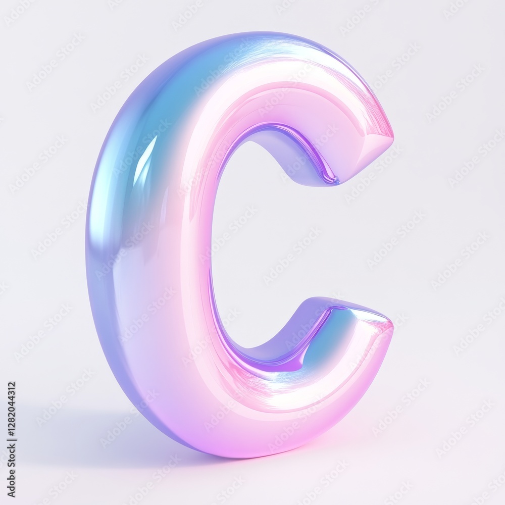 A lively 3D letter C featuring a smooth gradient of blue and pink hues in a contemporary design A lively 3D letter C featuring a smooth gradient of blue and pink hues in a contemporary design