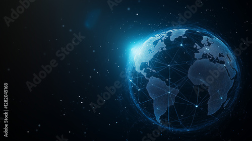 Global Digital Network. Earth connected through digital networks