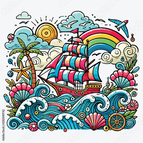 A set of elements to take at sea stock illustration