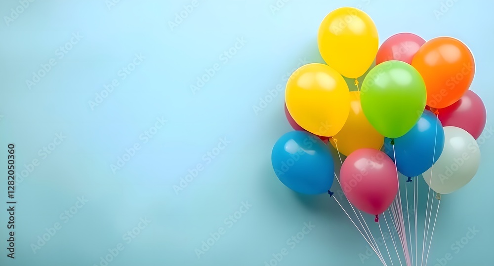 Bunch of bright balloons and space for text against color background Bunch of bright balloons and space for text against color background
