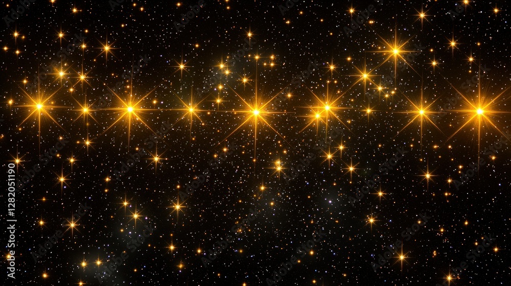 Naklejka premium Sparkling golden lights in dark space background