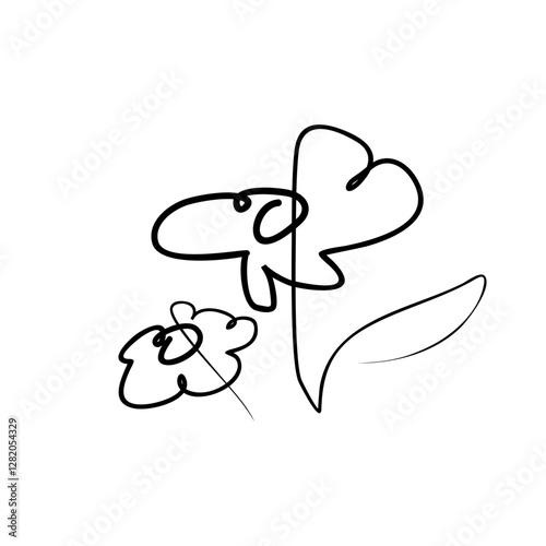 flower logo continuous one line flora stylish icon