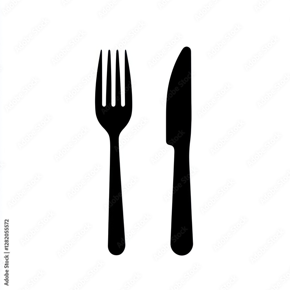 Simple Black Fork and Knife Silhouettes Simple Black Fork and Knife Silhouettes