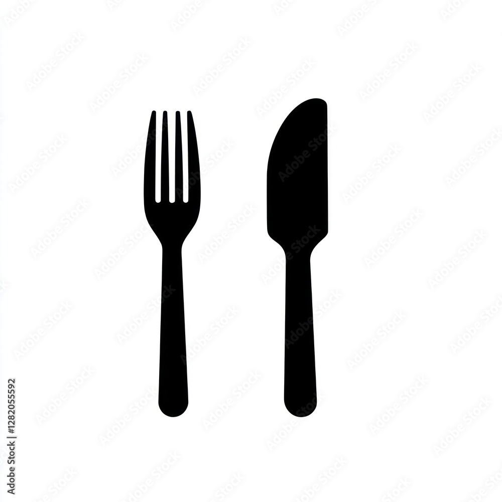 Simple Black Fork and Knife Cutlery Icons Simple Black Fork and Knife Cutlery Icons