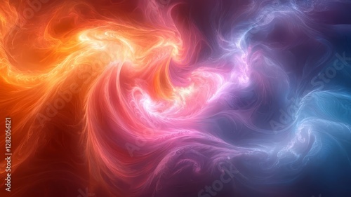 Wallpaper Mural Vibrant abstract swirl of orange, pink, and blue hues, creating a dynamic and ethereal visual perfect for backgrounds or creative projects. Torontodigital.ca
