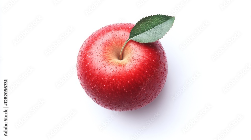 A bright red apple with a shiny surface, displaying its vivid color and freshness, set against a plain background A bright red apple with a shiny surface, displaying its vivid color and freshness, set against a plain background