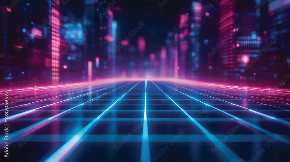Futuristic Neon Grid Cityscape Futuristic Neon Grid Cityscape