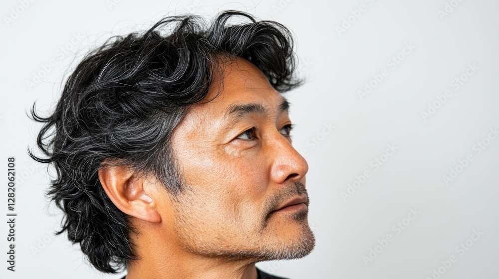 The image features an Asian male with short hair, standing outdoors during daylight. He has a beard and mustache, wears a dark-colored outfit, and appears thoughtful or contemplative. The image features an Asian male with short hair, standing outdoors during daylight. He has a beard and mustache, wears a dark-colored outfit, and appears thoughtful or contemplative.