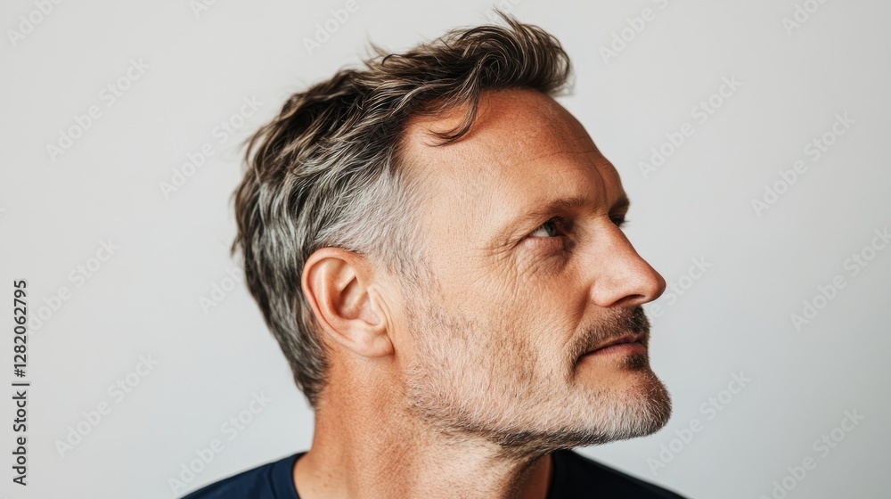 Obraz premium The image features an older man with gray hair and a beard.