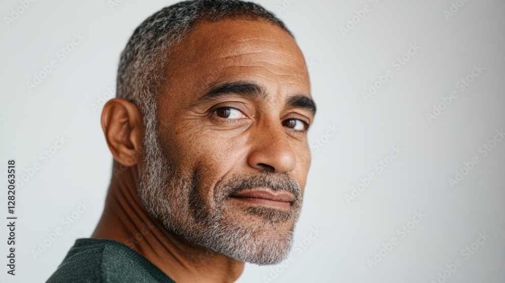 Obraz premium The image features a middle-aged bearded man.