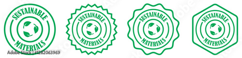 Sustainable materials rubber stamp on white background. Sustainable materials badge icon. Recycling label with leaf. Environmental stamp logo. Eco leaf icon badge. Vector illustration