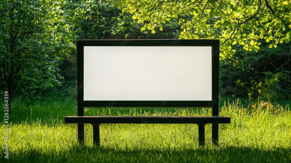 Fototapeta premium Blank Billboard in Serene Outdoor Green Park Setting