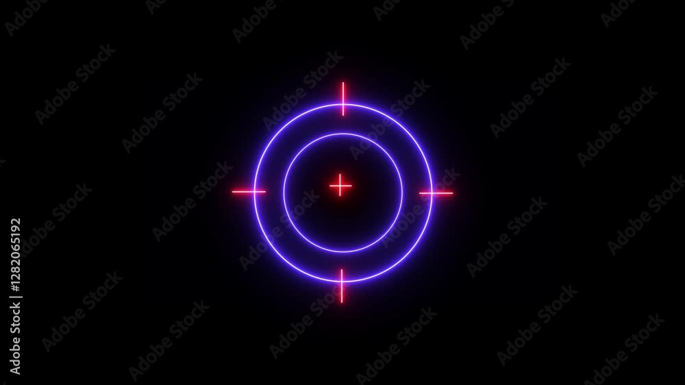 Glowing neon target icon animation. Military training , Military target icon animation .Neon gun pointer and shouting icon animation with black background. Glowing neon target icon animation. Military training , Military target icon animation .Neon gun pointer and shouting icon animation with black background.