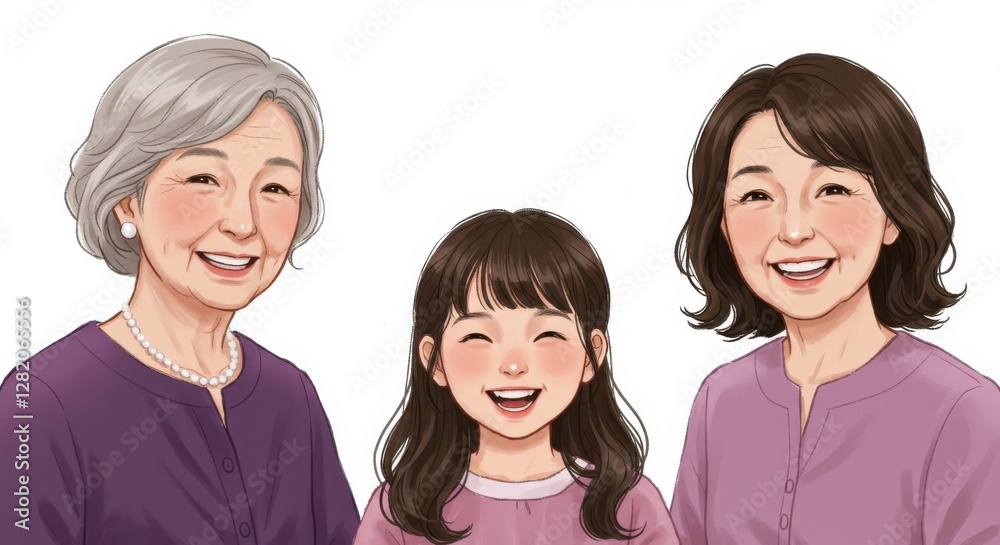 A heartwarming moment three generations of women in a frame the woman on the left who is an older adult a young girl in the center and another woman on the right a family affection woman's day A heartwarming moment three generations of women in a frame the woman on the left who is an older adult a young girl in the center and another woman on the right a family affection woman's day