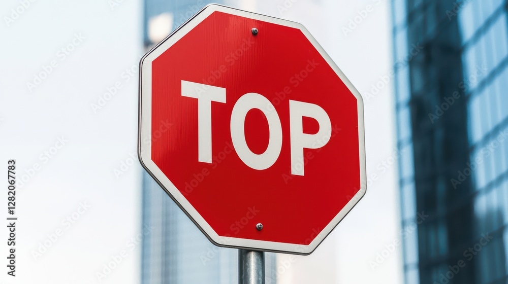 Red Stop Sign at Busy Road Intersection During Chaotic Traffic Red Stop Sign at Busy Road Intersection During Chaotic Traffic