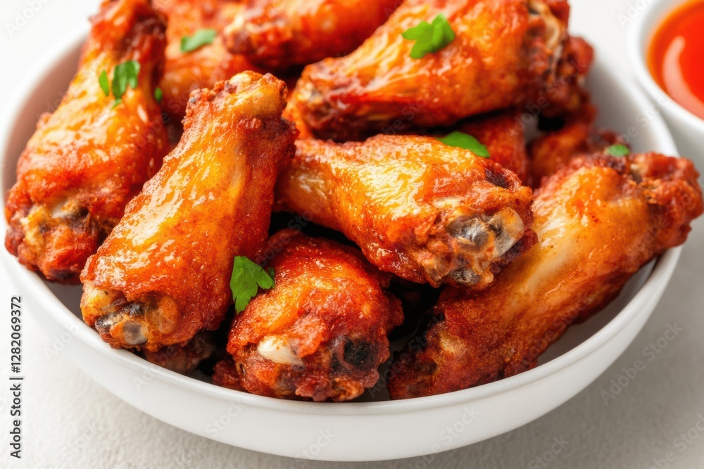 Crispy Deep Fried Chicken Wings Served in a Bowl with Sauce Crispy Deep Fried Chicken Wings Served in a Bowl with Sauce