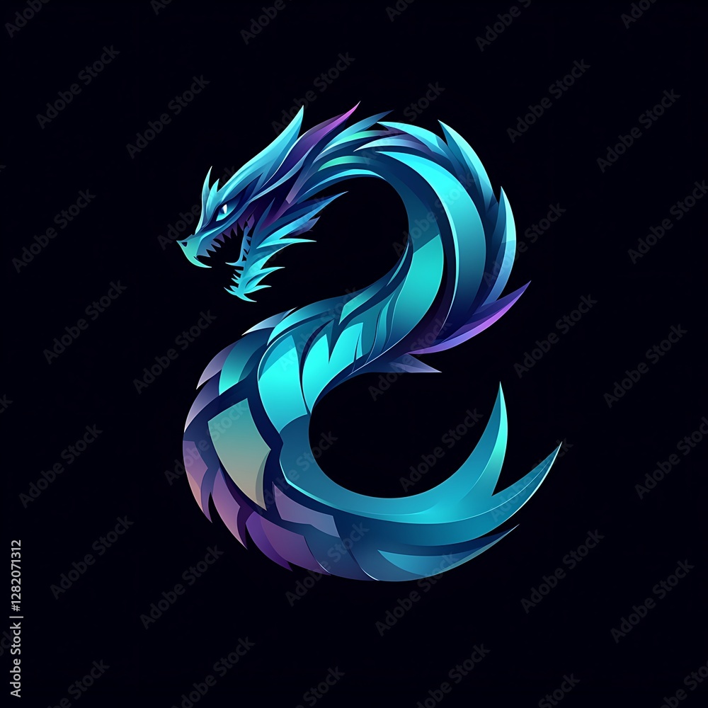 Naklejka premium Mesmerizing dragon logo design with dynamic gradient style image