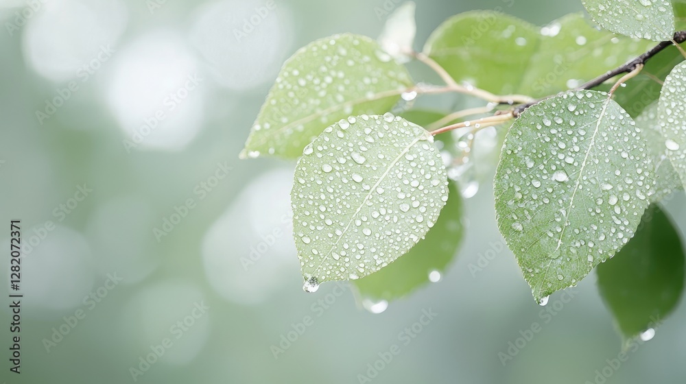 Dew drops on leaves, nature, spring, bokeh background, fresh Dew drops on leaves, nature, spring, bokeh background, fresh