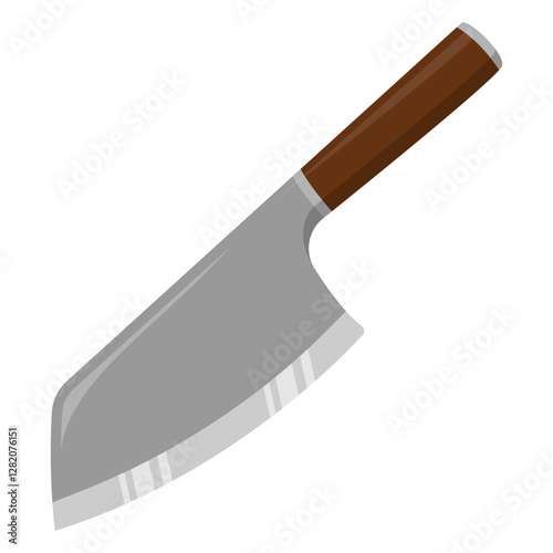 Vector Illustration of a Cleaver Knife with Wooden Handle – Professional Kitchen Tool for Chefs, Butchers, Meat Cutting, Food Preparation, and Culinary Design Elements