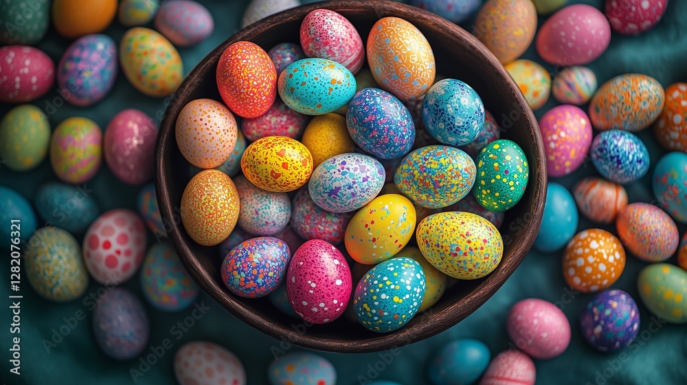top view, background filled with colorful easter eggs, easter egg hunt, top view, background filled with colorful easter eggs, easter egg hunt,
