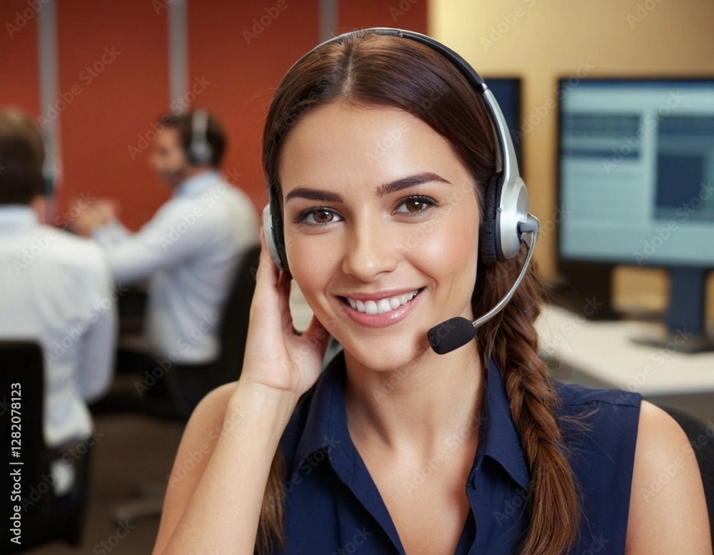 Smiling Call Center Woman