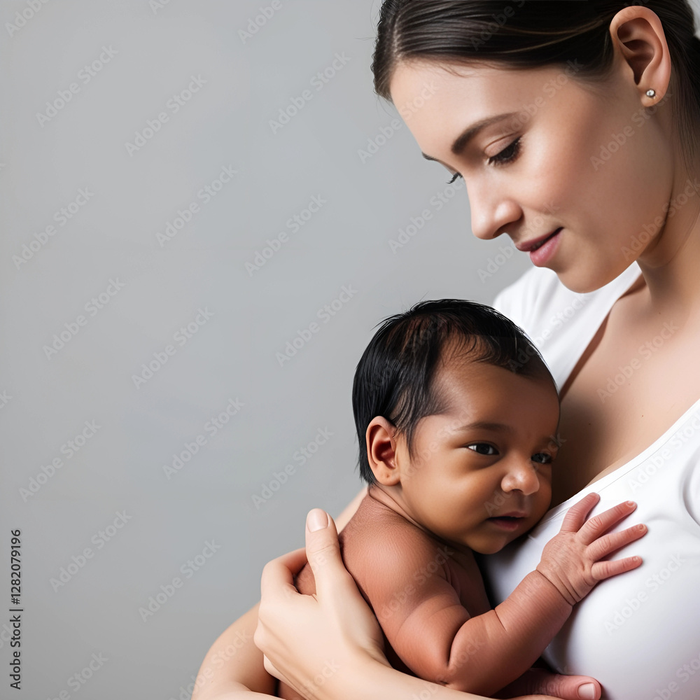Young mother breastfeeding newborn beautiful baby son Young mother breastfeeding newborn beautiful baby son