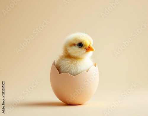 Sweet Little Chick Sitting In Egg