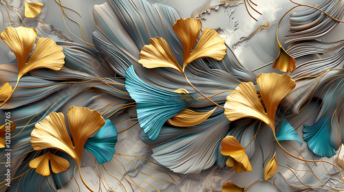 Contemporary wll frame for canvas art with opulent leaves