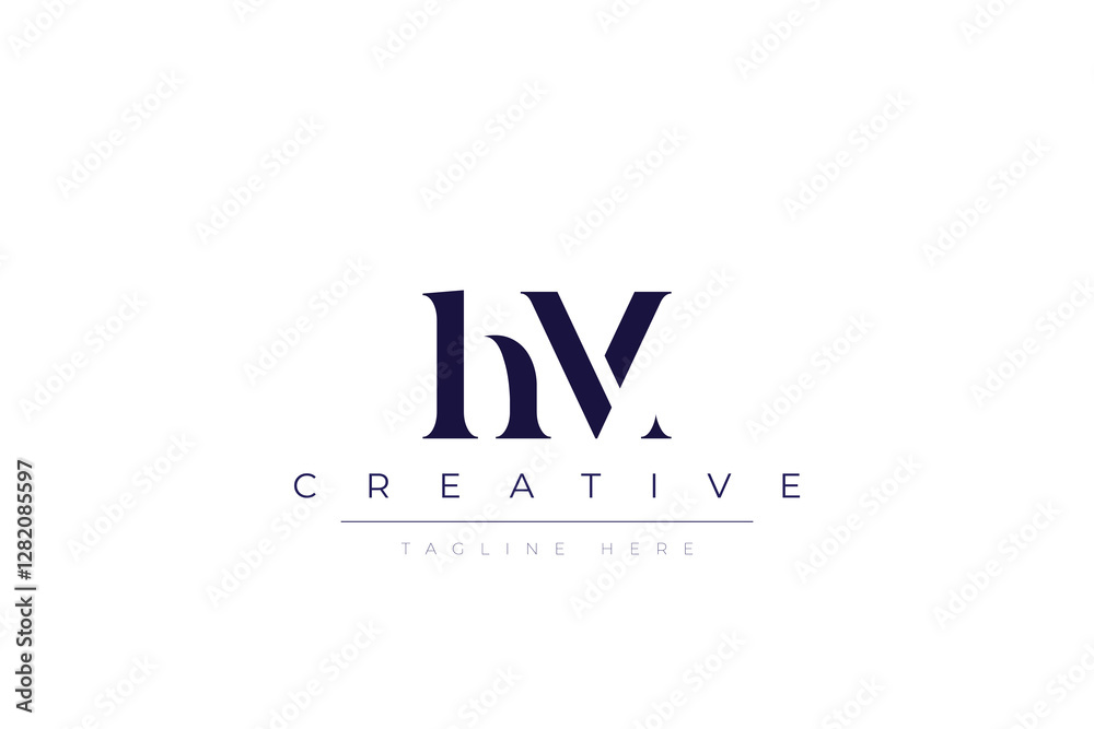 Fototapeta premium hM abstract minimalist letters Logo Monogram. It is a minimalist logo, this logo is made by combining two letters