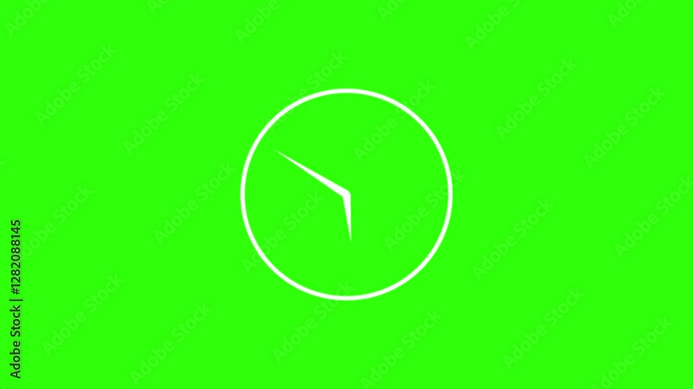 Circle clock isolated animation, Analog counting down clock isolated green background Circle clock isolated animation, Analog counting down clock isolated green background