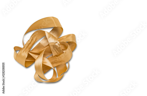 A fragment of a ribbon for gifts of golden color