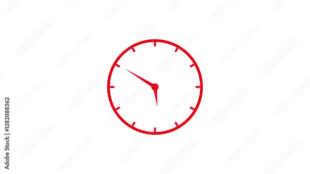 Simple circle clock isolated animation, Analog counting down clock isolated on white background Simple circle clock isolated animation, Analog counting down clock isolated on white background
