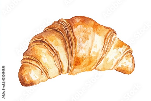 Realistic Illustration of a Golden Croissant with Oozing Filling