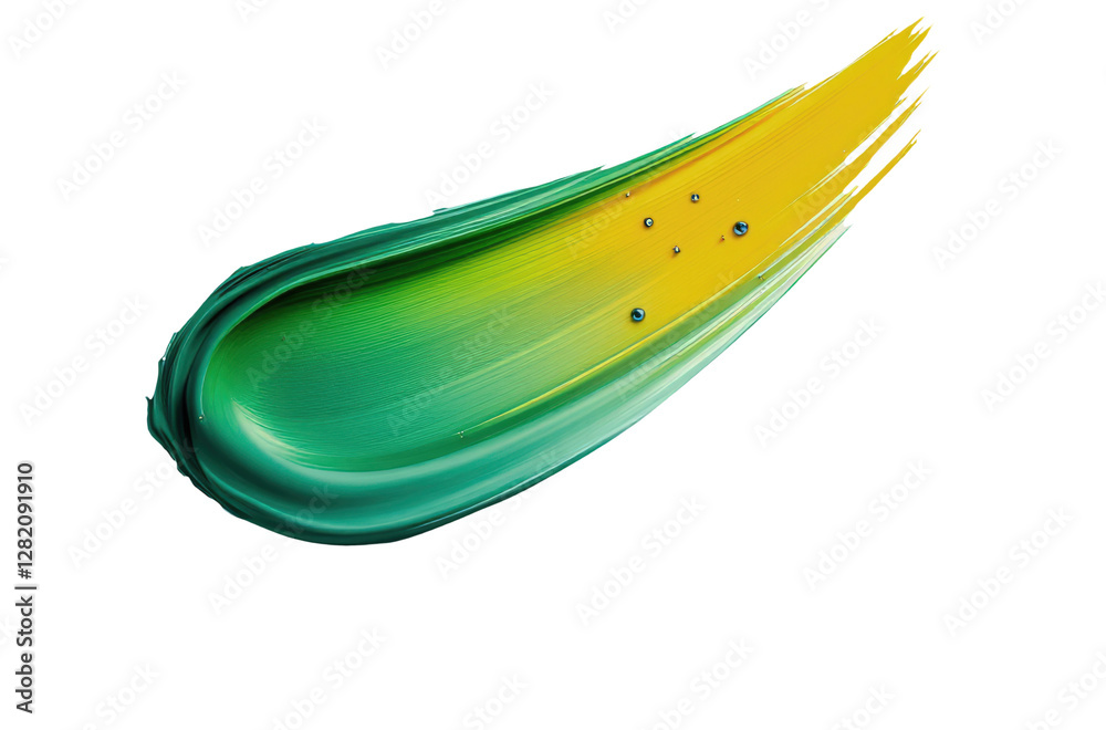 Dynamic Brush Stroke with Vibrant Green and Yellow Gradient, Highlighting Artistic Expression and Fluidity, Isolated on Transparent and White Background Dynamic Brush Stroke with Vibrant Green and Yellow Gradient, Highlighting Artistic Expression and Fluidity, Isolated on Transparent and White Background