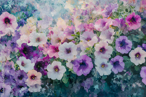 Wallpaper Mural Vibrant Petunia Paradise: A Symphony of Color and Nature's Grace in a Lush Garden Setting Torontodigital.ca