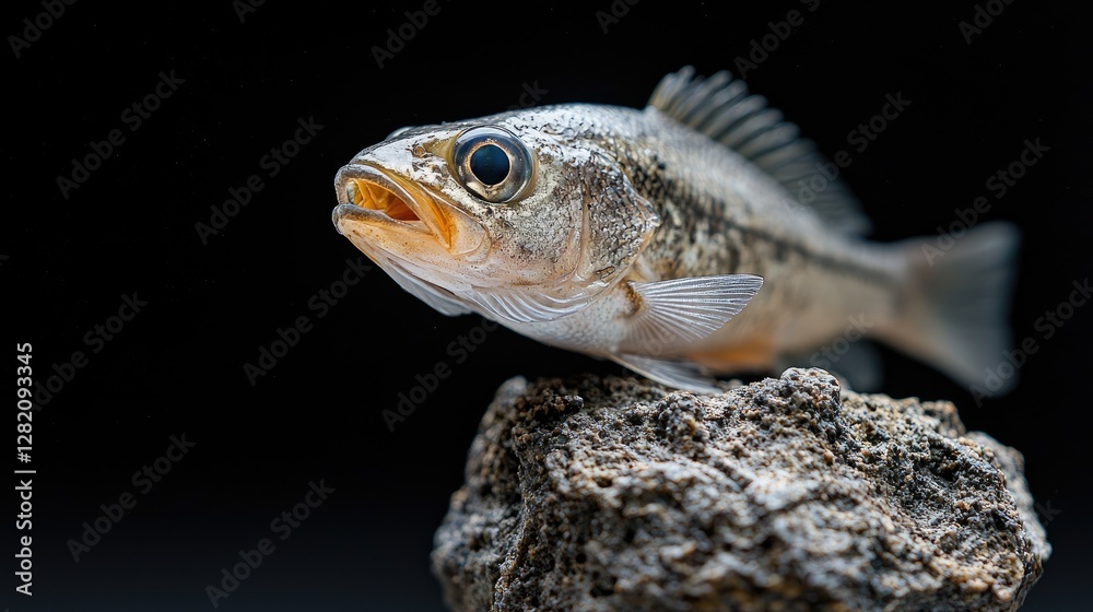 Fototapeta premium Small Fish on Rock, Studio Shot, Close-Up