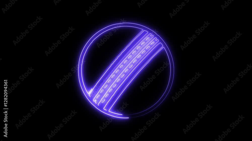 Glowing neon cricket ball icon isolated on black background. HD Video motion graphic animation