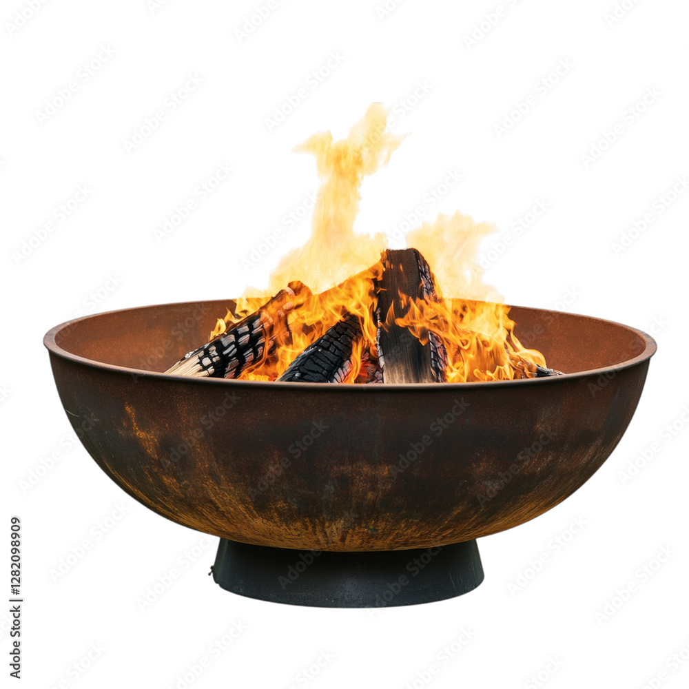 Dynamic Orange-Yellow Flame from Backyard Fire Isolated on Transparent Background