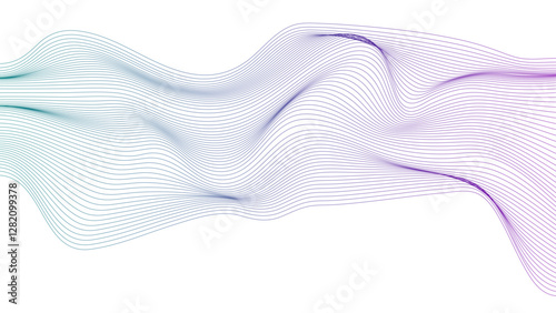 Vector curvy abstract line art wavy flowing dynamic colorful waves on colorful background in concept music or sound, wave, wind, information flow	