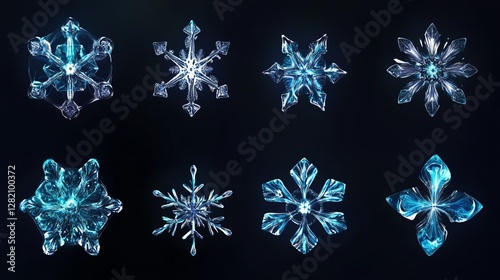 Are you looking for a set of snowflake icons in a specific style? For example, do you prefer simple, geometric, detailed, or hand-drawn designs?