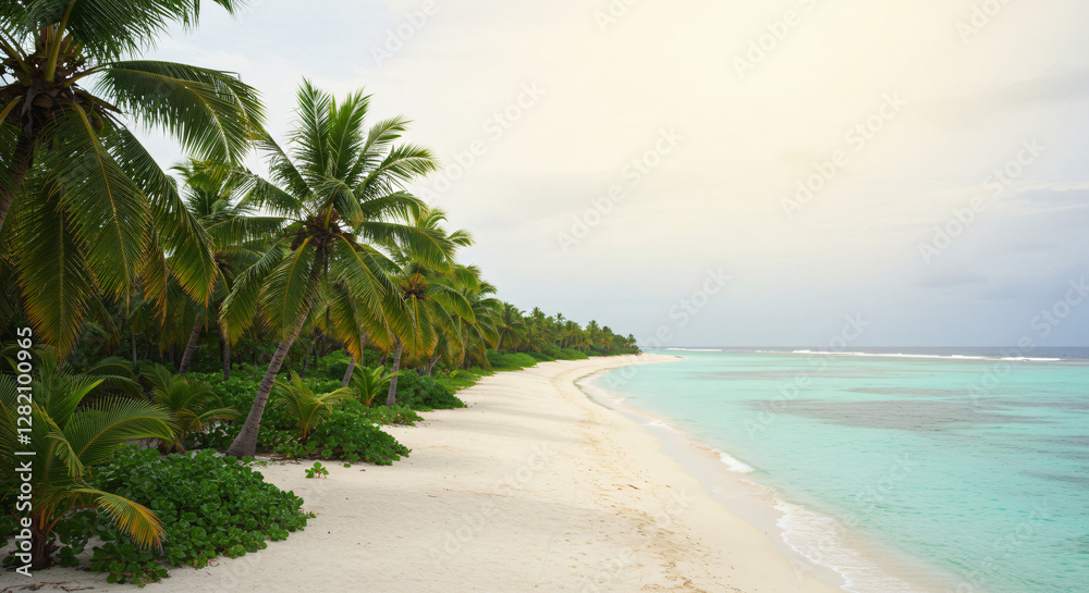 Fototapeta premium Flip-flops on the sand with tropical background for summer vacation themes