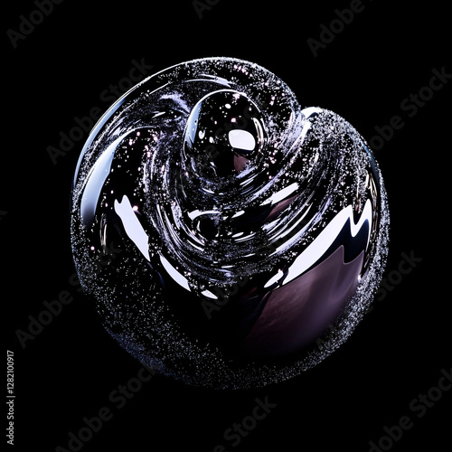Swirling Purple Metallic 3D Orb