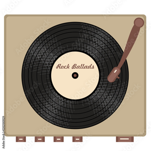 Vinyl disk retro player style illustration vector art decor design 70s, 80s, 90s music pattern