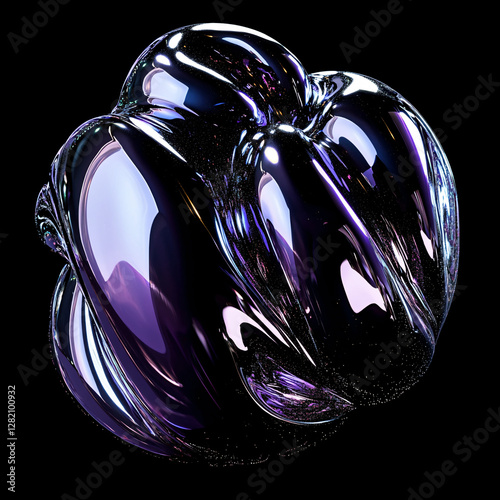 Glossy Purple 3D Cluster with Swirling Edges