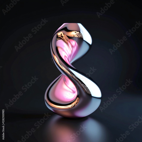 Futuristic 3D Infinity Shape with Pink Glow