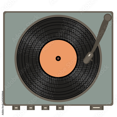 Vinyl disk retro player style illustration vector art decor design 70s, 80s, 90s music pattern