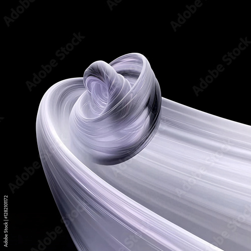 Twisted Abstract Form with Soft Glow on Black Background
