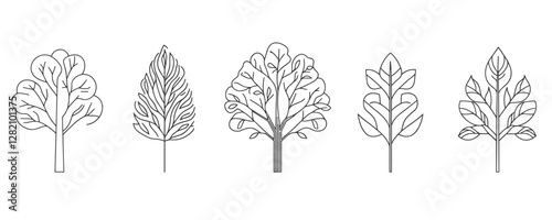 Wallpaper Mural Linear icons set of stylized trees in flat vector style for design projects. Torontodigital.ca