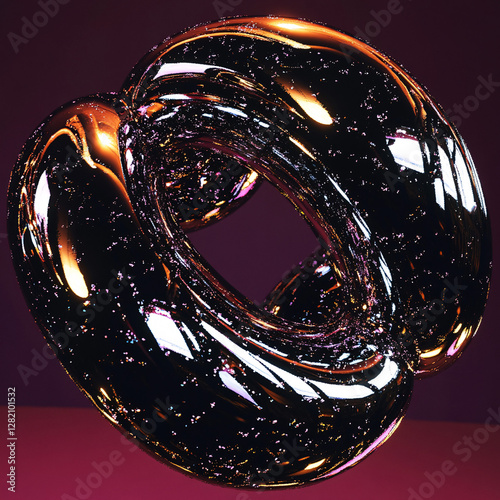 Glowing Torus Loop with Metallic Highlights